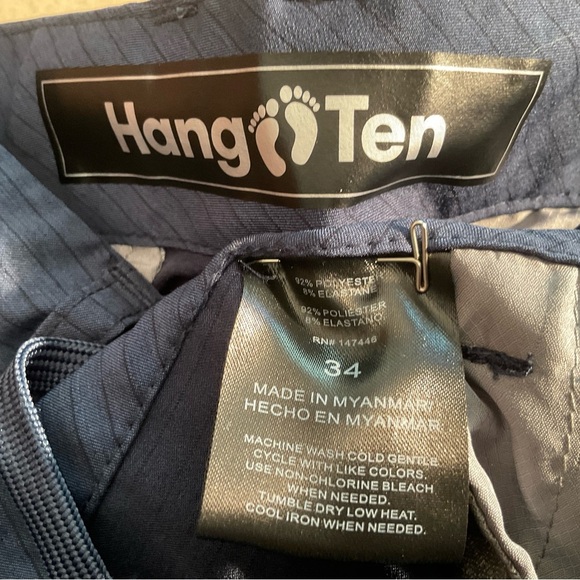 Hang Ten 34” Lightweight Hybrid Navy Shorts with Black Pinstripe - Picture 2 of 3